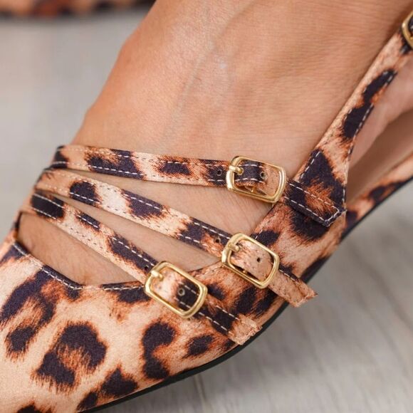 BRAND NEW FOREVER LEOPARD PRINT WOMENS SLINGBACK POINTED TOE WITH BUCKLE… - Picture 6 of 16